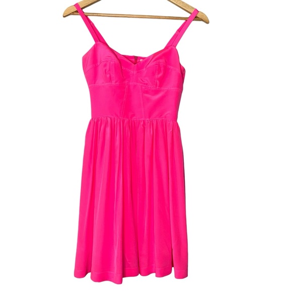 Amanda Uprichard Silk Champagne Mini Cocktail Dress in Hot Pink Size Small - Picture 9 of 15